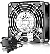 GDSTIME AXIAL Fan 12038, 110V 120V AC 120mm x 38mm Dual Ball Bearing High CFM with Swtich Power C...