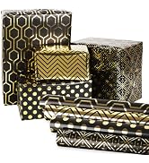 Gift Wrapping Paper Rolls Birthday Wrapping Paper Metallic Black and Gold Mini Roll , for Valenti...