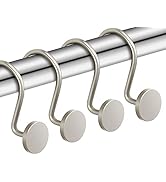 CHICTIE Nickel Shower Curtain Hooks, Rustproof Shower Curtain Rings for Bathroom, Metal Shower Ho...