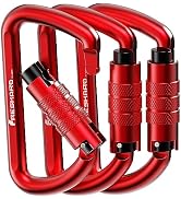 3inch Auto Locking Carabiner Clips, Solid D Shape Style, Heavy Duty Keychain Aluminum Carabiner -...