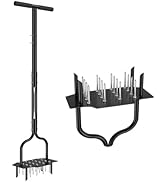 DwelSpire 2-in-1 Lawn Aerator, Heavy Duty Manual Core Aerator Lawn Tool with 16 Iron Spikes & 4 H...