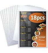 Menu Covers 8.5 x 11, 18 Pack, 2 View Restaurant Menu Covers, All Clear Vinyl Menu Sleeves, Menu ...