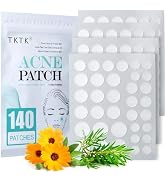 TKTK Pimple Patch Acne Patch, 4 Sizes 140 Patches Acne Absorbing Cover Patch, Hydrocolloid Invisi...