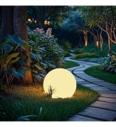 shumi Garden Ball Light-6inch LED Outdoor Table Lamp 16 RGB Colors and Dimmable Globe Light with ...