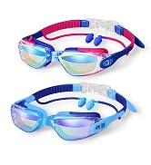 XDX Kids Swim Goggles, 2 Pack Kids Goggles for Swimming with UV Protection, Anti Fog No Leaking S...