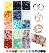 FIVEIZERO 600pcs Natural Chip Stone Beads 5-8mm - 15 Color Crystal Chip Beads for Jewelry Making,...