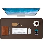 RILIHO Genuine Leather Desk Pad Protector - Waterproof Desk Mats on Top of Desks Premium Office D...