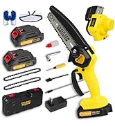 Mini Chainsaw - 6 Inch Battery Chainsaw with Power Display, 2 Batteries Included, Garden Tool for...