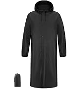 iCreek Long Rain Coat Hooded Packable Rain Jacket Waterproof Lightweight Men Women Adult for Work...