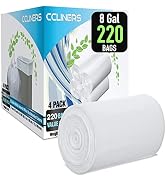 8 Gallon Medium Trash Bags White Kitchen Garbage Bags Plastic Wastebasket Trash Can Liners for Ho...