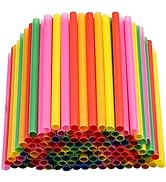 200PCS 8.3 inch Jumbo Smoothie Straws,Colorful Disposable Plastic Large Wide-mouthed Straw