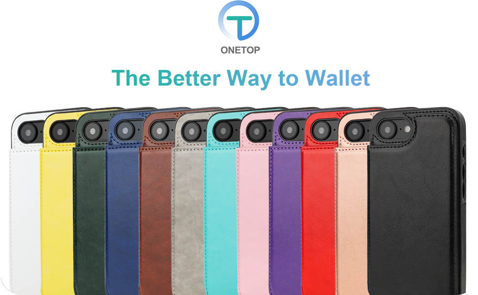Onetop Wallet Card Case Black Brown Rose Gold White Yellow Green Blue Gray Grey Pink Purple Red