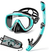 Aegend Snorkeling Gear for Adults Youth, Dry Snorkel Set with Ergonomic Raised Nose Cover for Ant...