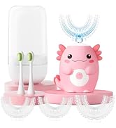 PVOGRT Axolotl Kids Electric U Shaped Toothbrush,Cartoon Kids Sonic Full Mouth Toothbrush with 6 ...