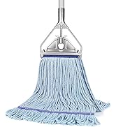 String Mop Heavy Duty for Floor Cleaning- Industrial Commercial Wet Mop with 59inch Mop Handle fo...