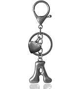 ANHBKAR Heart Bubble Letter Keychain for Women, Girls - Cute Keychain with Initial - Alphabet Key...