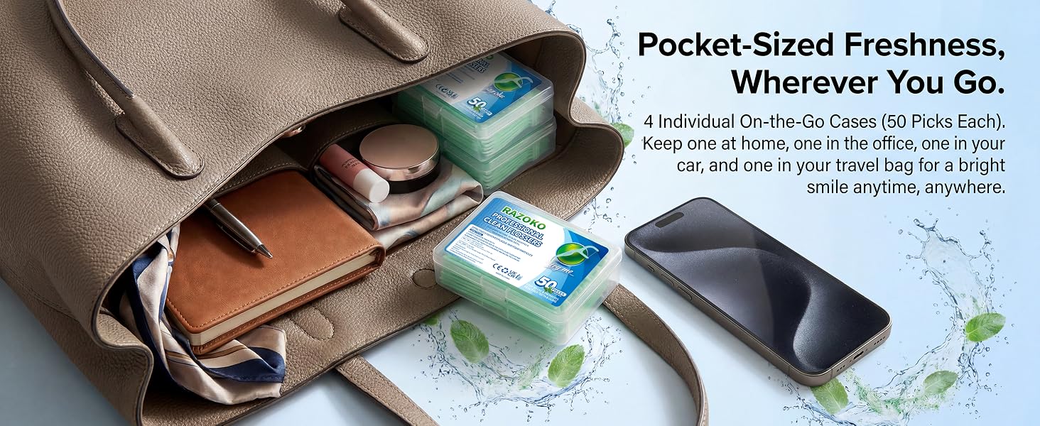 Portable travel floss case dispenser mini small pocket purse size cute daily oral care kit pack