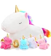 KIZZYEA Toys for Girls Ages 0 1 2 3 4 5 6 7 8+ Years, Unicorn Plush Toys Set, Soft Unicorn Mommy ...