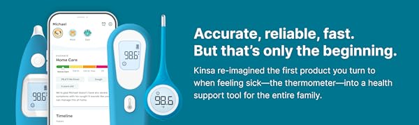 Kinsa logo | Kinsa sells smart digital thermometers for fever for all ages: baby adult newborn child