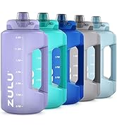 ZULU Goals Large Water Bottle Jug with Time Marker & Handle for All Day Hydration | Silicone Soft...