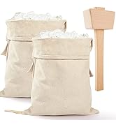 Set of 2 Professional Lewis Ice Bags with 1 Mallet -15.3 × 8.6 In Reusable Canvas Ice Crusher Bag...