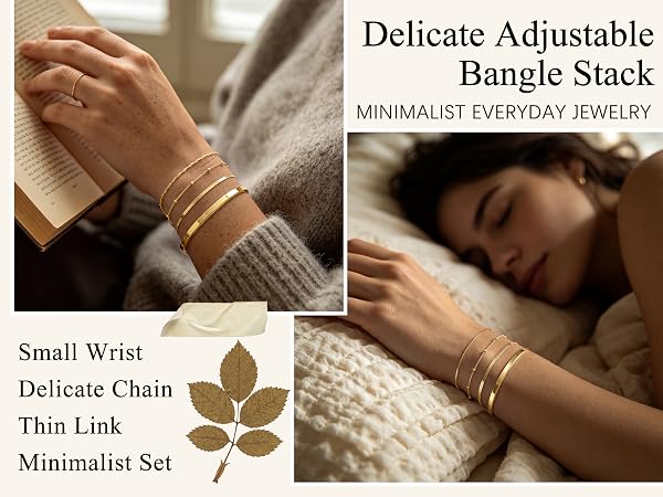 Delicate Adjustable Bangle Stack