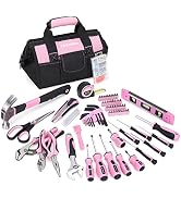 FASTPRO Pink Tool Set, 220-Piece Lady's Home Repairing Tool Kit with 12-Inch Wide Mouth Open Stor...