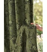 NICETOWN Forest Green Floral Curtains Linen Blended, W52 x L84 | Modern American Home Decor, For ...