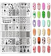 PH PandaHall 6pcs Festival Nail Stamping Plate, Valentine St Patrick's Day Nail Art Templates Eas...