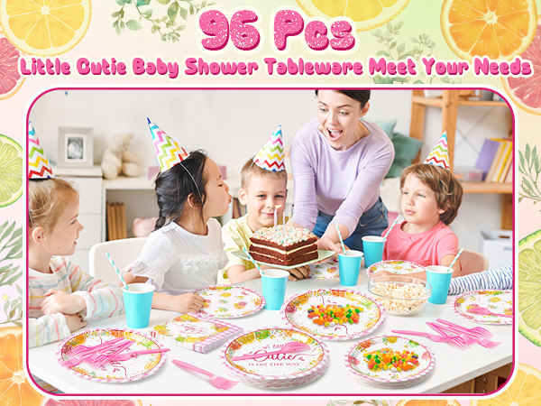 96Pcs Little Cutie Baby Shower Party Plate Supplies