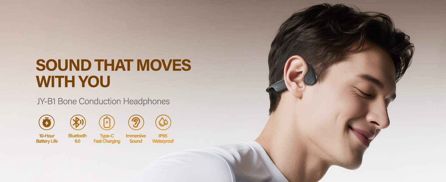 Bone Conduction Headphones for Running, Open Ear Comfort with Bluetooth 6.0 & 10H Battery