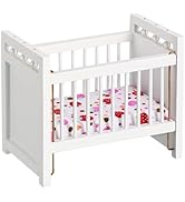 NUOBESTY Dollhouse Miniature Furniture Mini Crib Doll Cradle Doll Decoration Mini Baby Bed Crib C...
