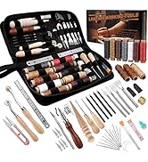 BAGERLA Leather Working Tools Leather Tooling Kit for Beginners with Waxed Thread Awl Prong Punch...