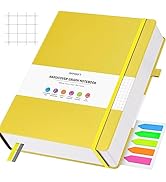OFFIGIFT Graph Paper Notebook, 312 Numbered Pages A5 Hardcover Leather Journal, 100gsm No Bleed G...