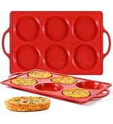 CAKETIME Silicone Muffin Top Pan with Metal Frame, 4 Inch Jumbo Non Stick Round Egg Baking Pan fo...