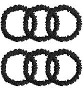 6PCS 100% Mulberry Silk Scrunchies Small Black Silk Hair Ties No Damage Satin Hair Scrunchies for...