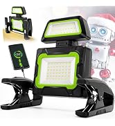 Tresda Rechargeable Work Light with Clamp, 3000 Lumen Magnetic Work Light Battery Powered with 5 ...