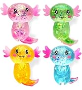 4pcs Axolotl Squishy Stress Relief Toy Glitter Fidget Toys Cute Malt Sugar Axolotl Toy Fidget Toy...