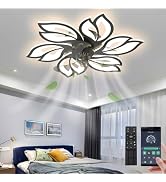 BESKETIE 25.6" Bladeless Ceiling Fan with Lights Remote Control, Modern Low Profile Ceiling Fans ...