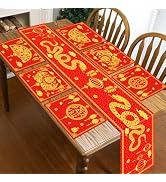 7Pcs Chinese New Year Decorations 2025 Chinese New Year Placemats and Table Runner Spring Festiva...