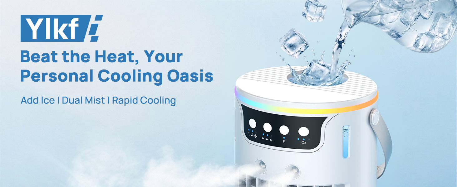 Experience rapid cooling by adding ice and water to your dual-misting desktop AC