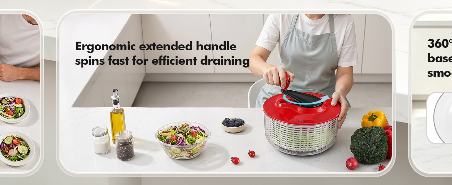 salad spinner lettuce spinner extended handle fast to dry