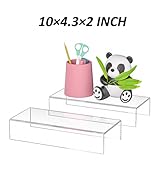 Hexsonhoma Acrylic Shelf Riser 10x4.3x2 pack of 2, Clear Display Shelf 10” for Figure, Cosmetics,...