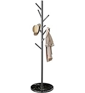 OIRUMIE Coat Rack with Natural Marble Base, Metal Freestanding Coat Rack, Stainless Steel Coat Ra...