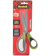 Scotch Non-Stick Unboxing Scissors, Dual-Function Scissors and Boxcutter, 8-inch