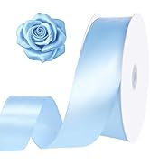 Blue Ribbon 1 1/2 Inch 120 Yards Light Blue Ribbon Baby Blue Satin Ribbon for Baby Shower Flower ...