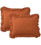 FMLIUY Ruffle Pillow Cases Standard Size Set of 2 –Soft Wrinkle Resistant Brushed Microfiber Ruff...