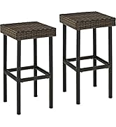 Crosley Furniture Palm Harbor Wicker Outdoor Bar Stools, Set of 2, Patio Furniture for Backyard, ...