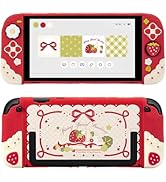 GeekShare Strawberries with Cream Case Compatible with Switch 2, Slim Separable Soft Silicone Pro...