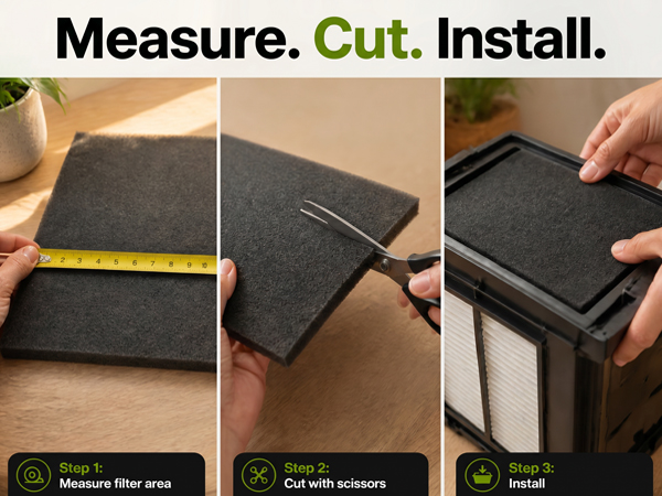 Easy custom fit carbon filter installation